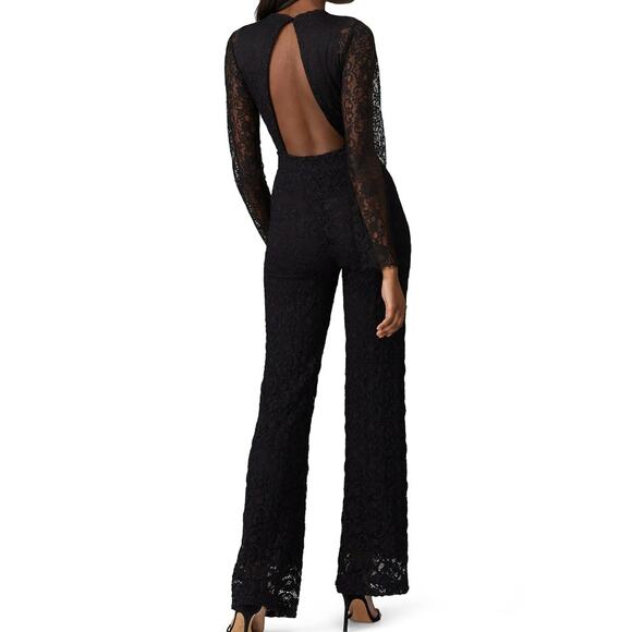 Nightcap Black Lace Flare Jumpsuit MEDIUM Bodycon Cocktail Vampire Goth USA $500 - Picture 4 of 10